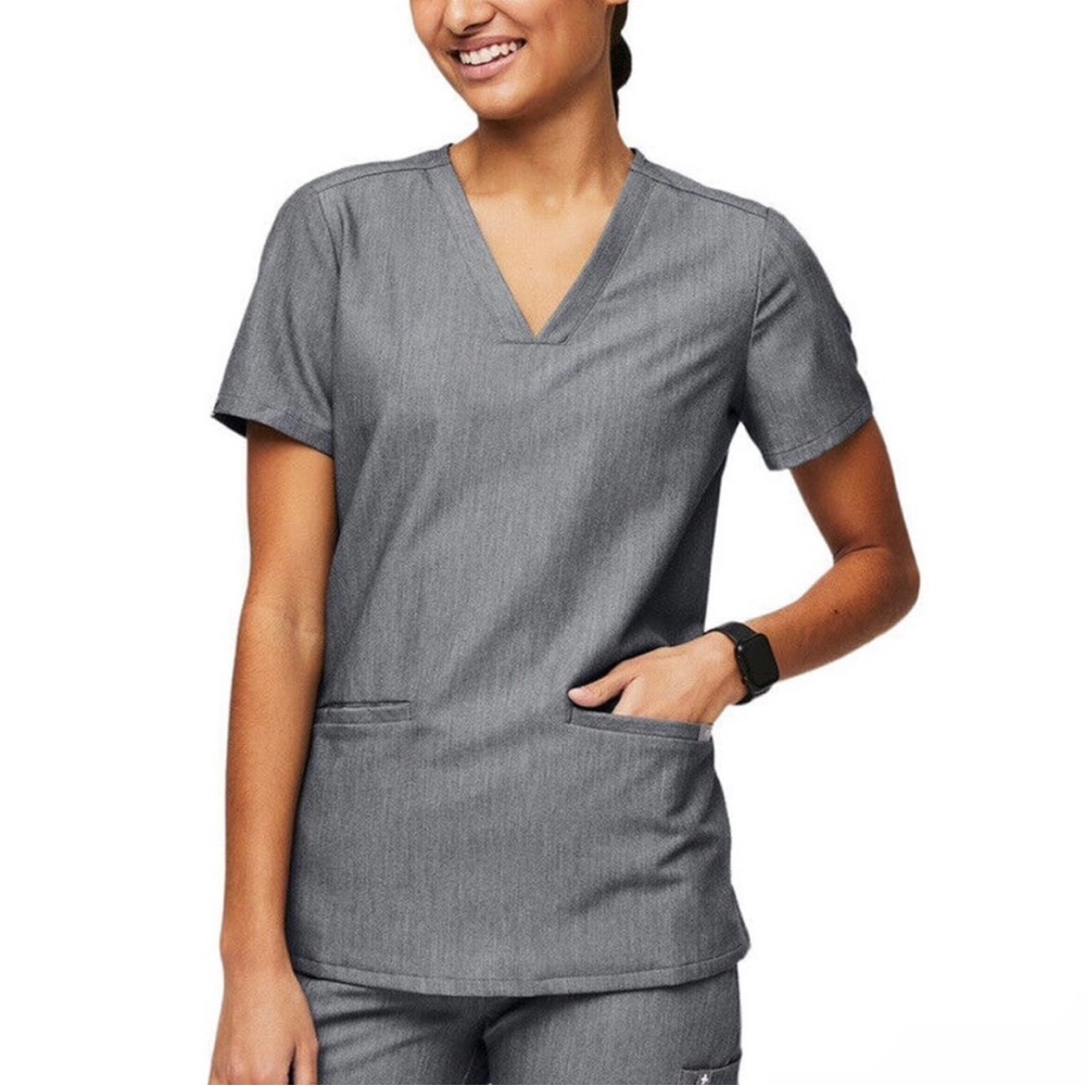 NWT Figs Scrub Top Three Pocket Casma Graphite Gray Small